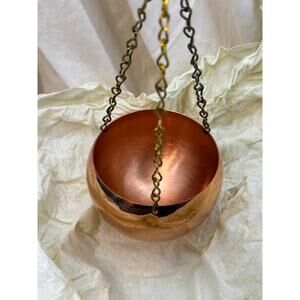 Vintage Coppercraft Guild Taunton Mass Hanging Copper Sphere Bowl Planter Chain